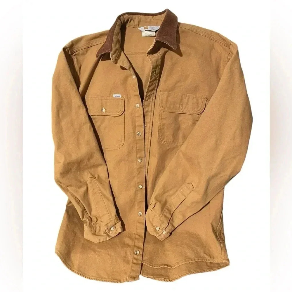 Vintage CARHARTT Wheat Heavy Denim Rugged Jacket - Picture 3 of 5